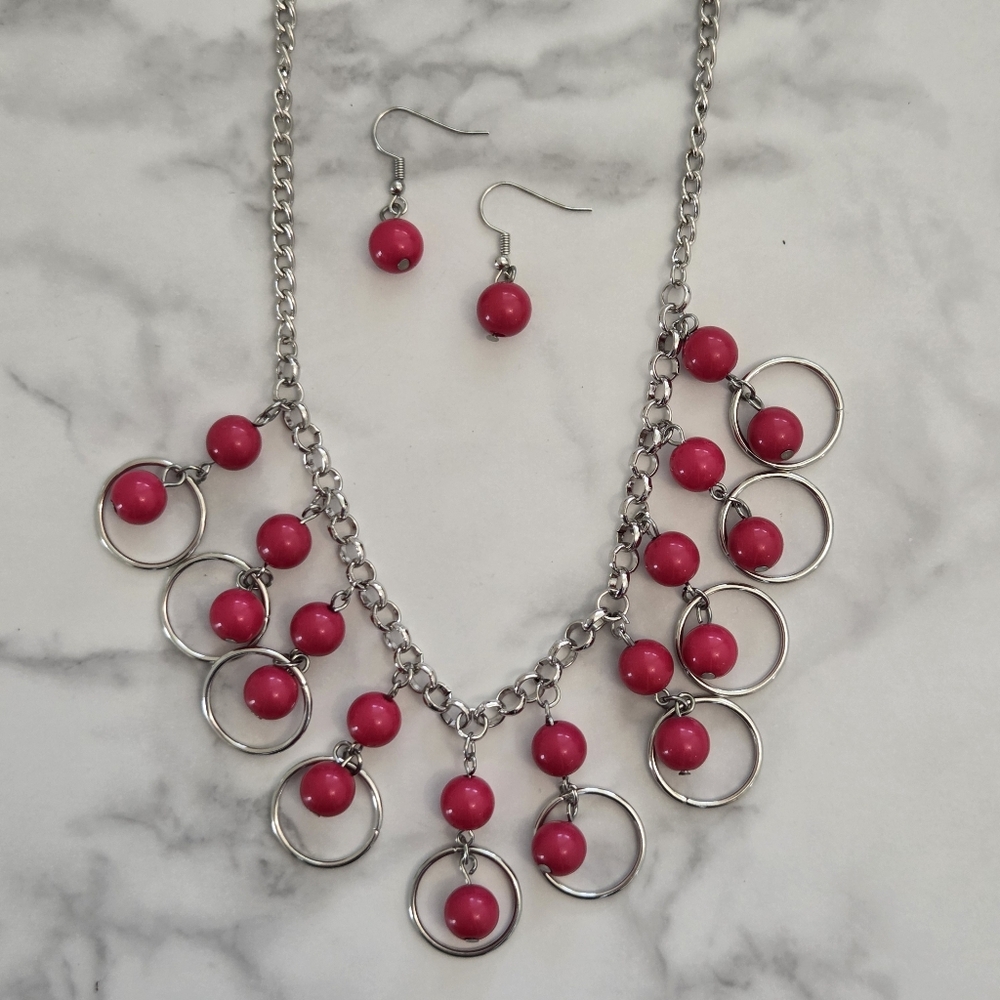 Paparazzi Red Bead Necklace & Earring Set NWT - Picture 7 of 13